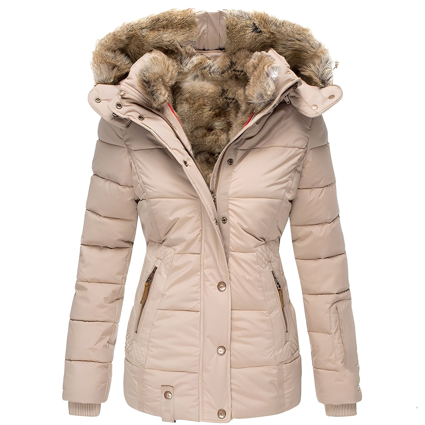 Odelia - Stylische, taillierte Jacke mit Pelzkragen für Damen
