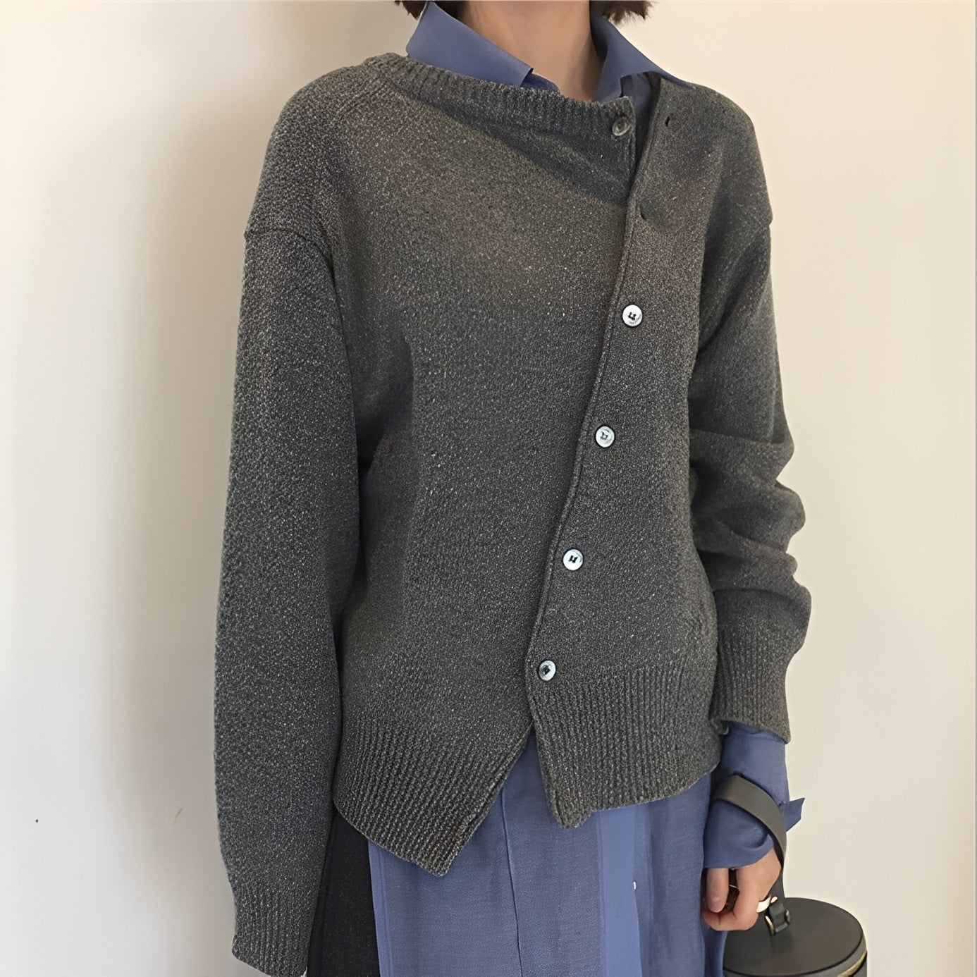 Arianna - Weit geschnittene Damen-Kaschmirjacke mit Knöpfen