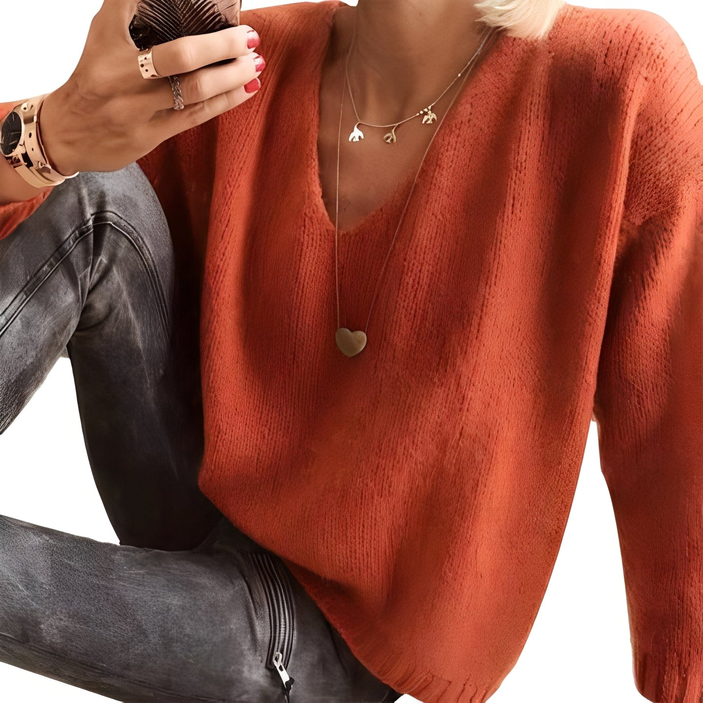 Dorris - Bequemer, einfacher Pullover mit langen Ärmeln für Damen