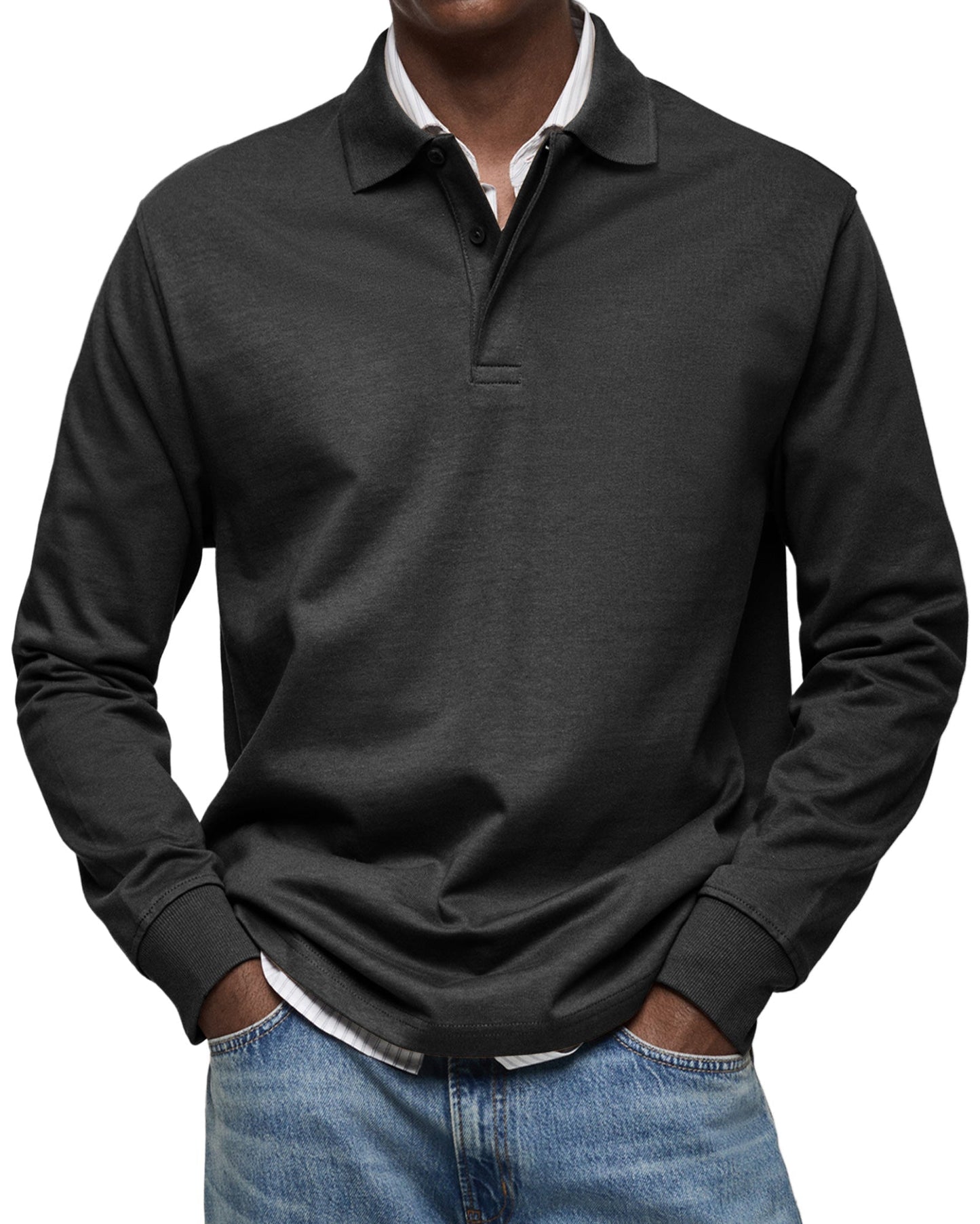 Dewey - Herren Langarm-Poloshirt, schlicht gehalten