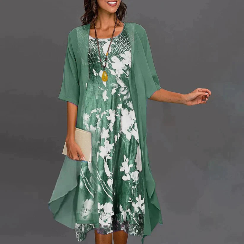 Celia – Kurzes Blumenkleid mit Blazer