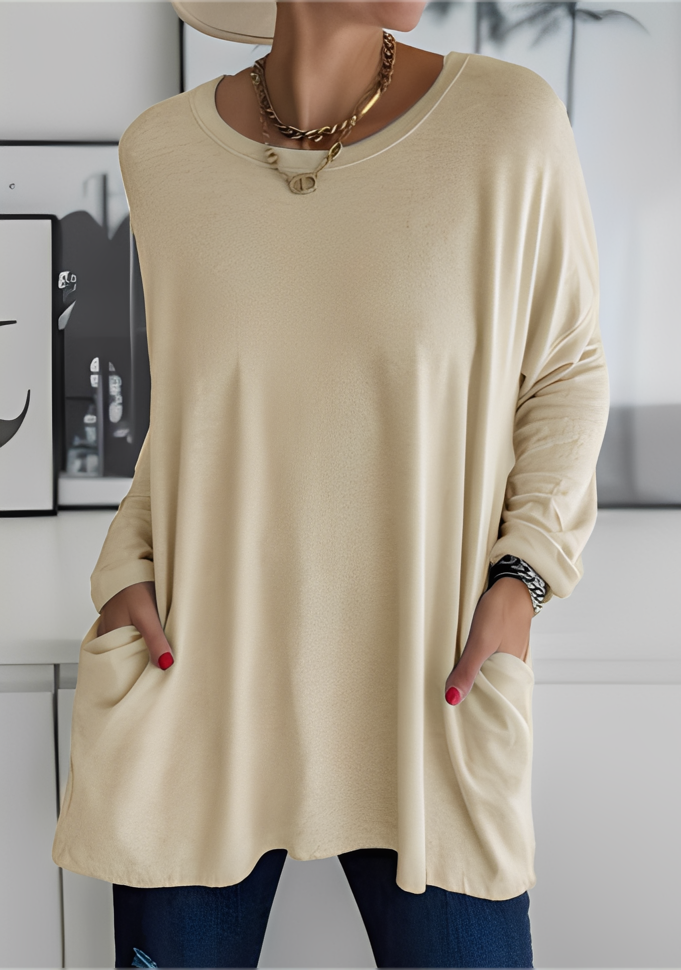 Krystle - Damen-Langarmshirt mit Taschen für Bequemlichkeit