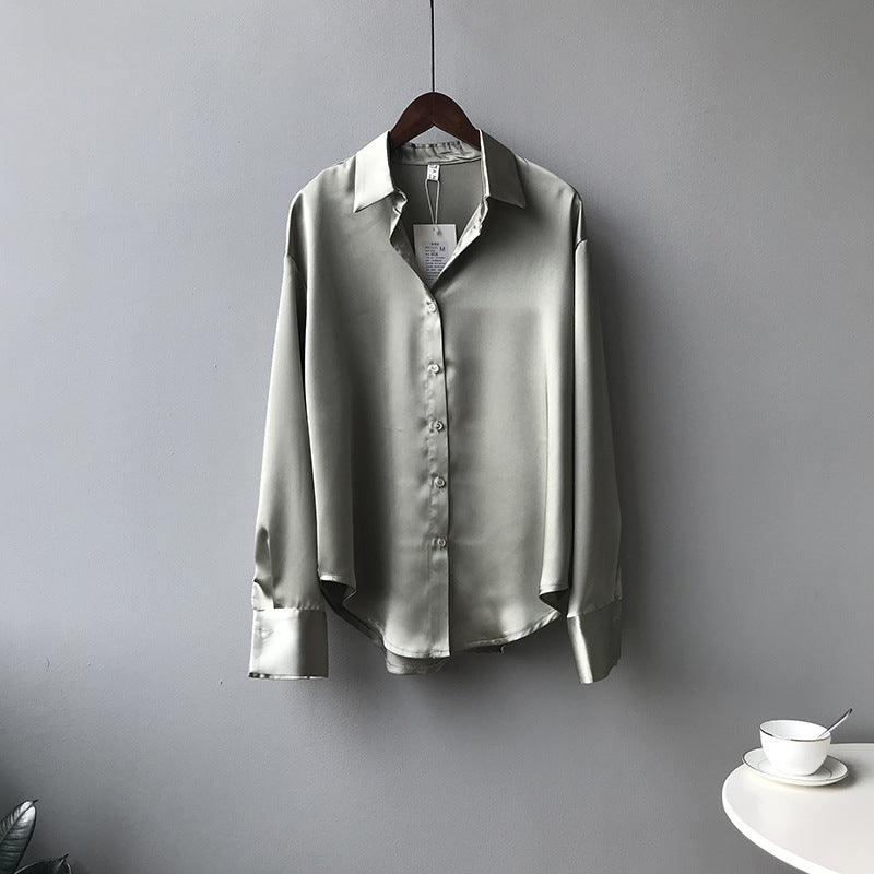 Briana - Schicke Satin-Seidenbluse mit Knöpfen für Frauen