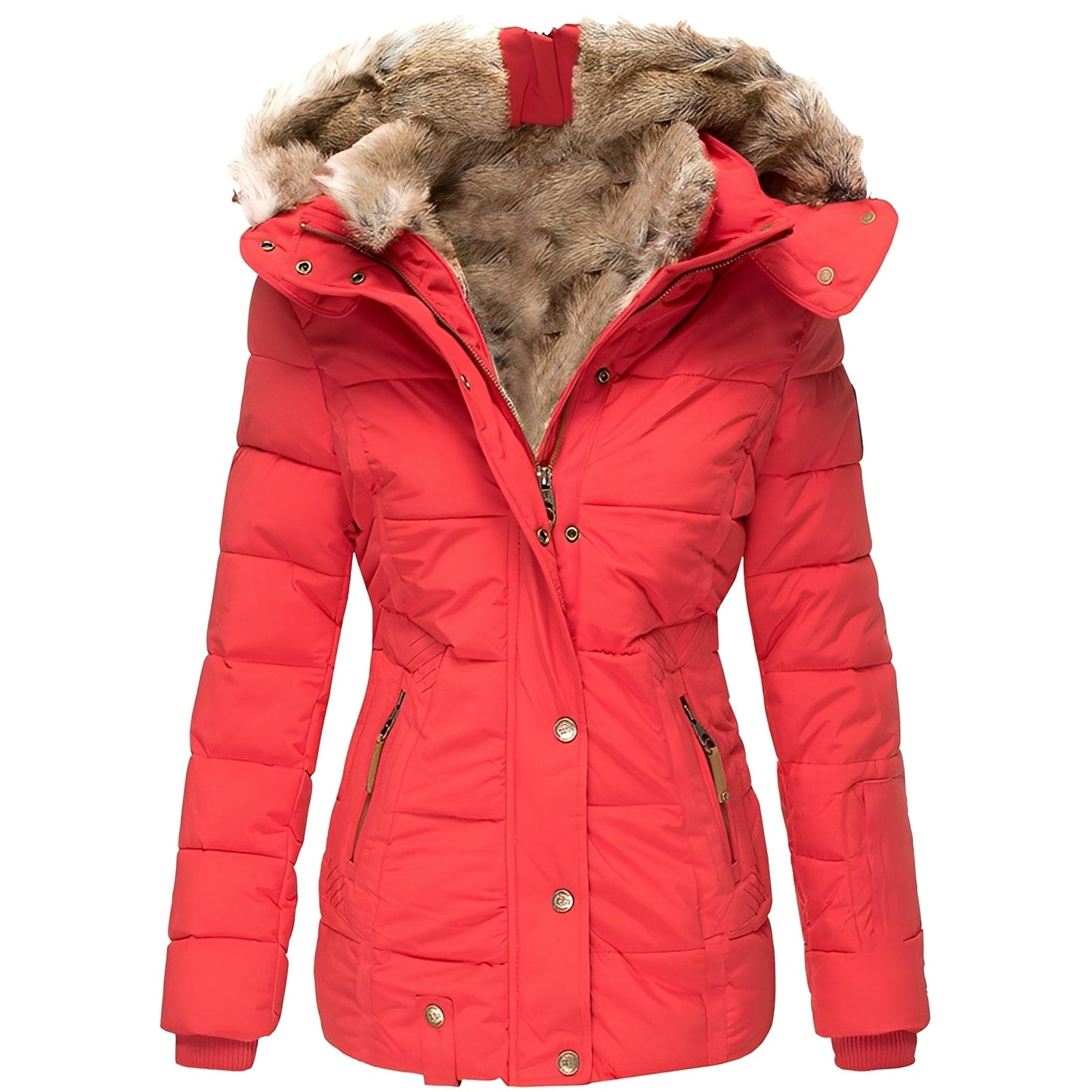 Odelia - Stylische, taillierte Jacke mit Pelzkragen für Damen
