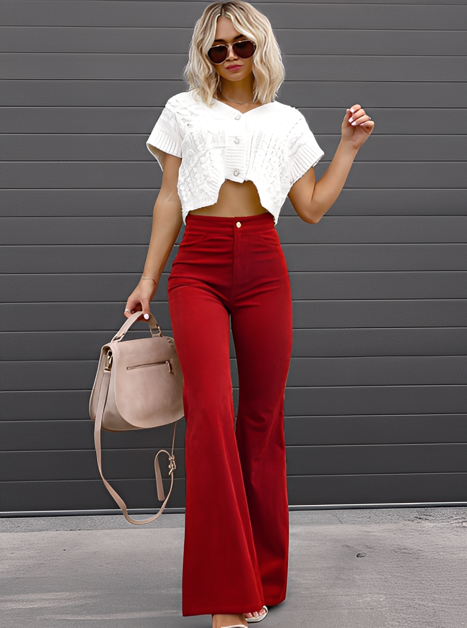 Deziree - Komfortable Damenhose mit weitem Bein und hohem Bund