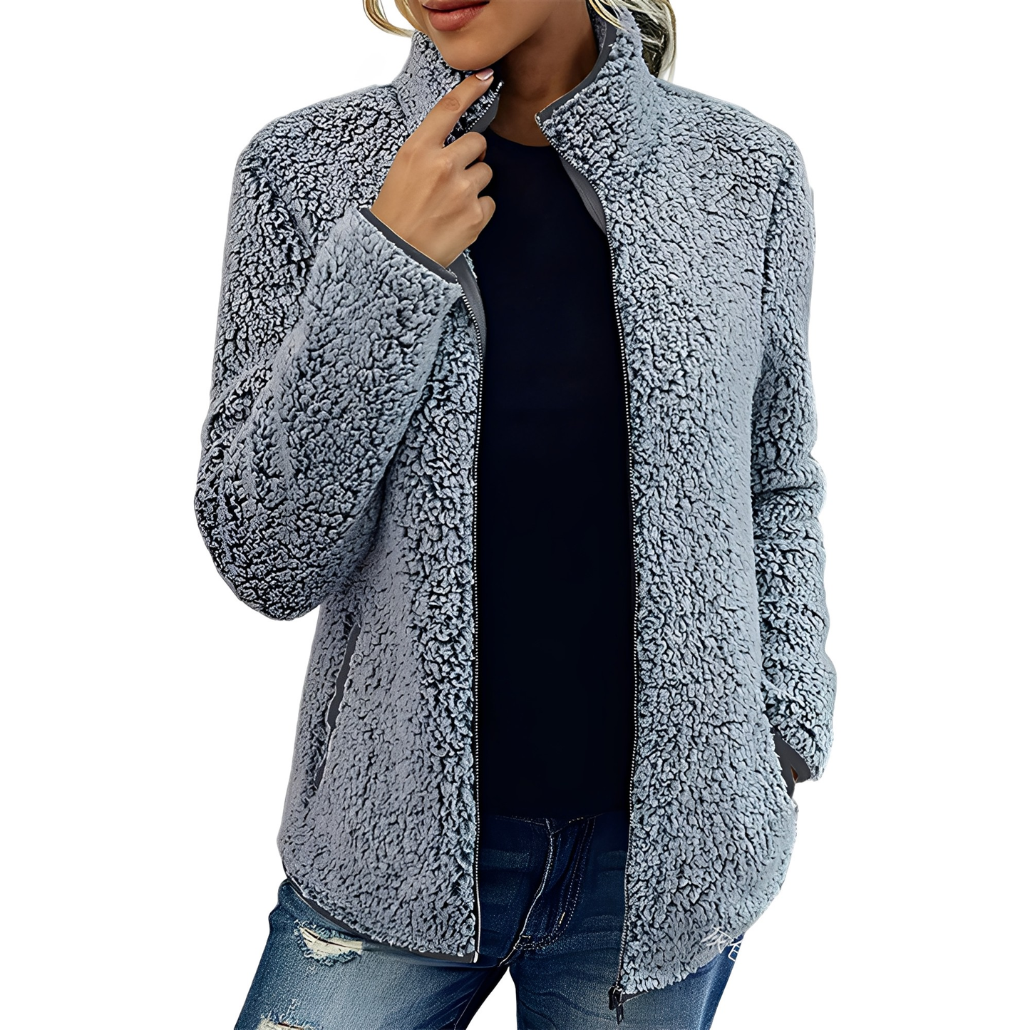 Alethea - Damen Fleece-Samtmantel im eleganten Design