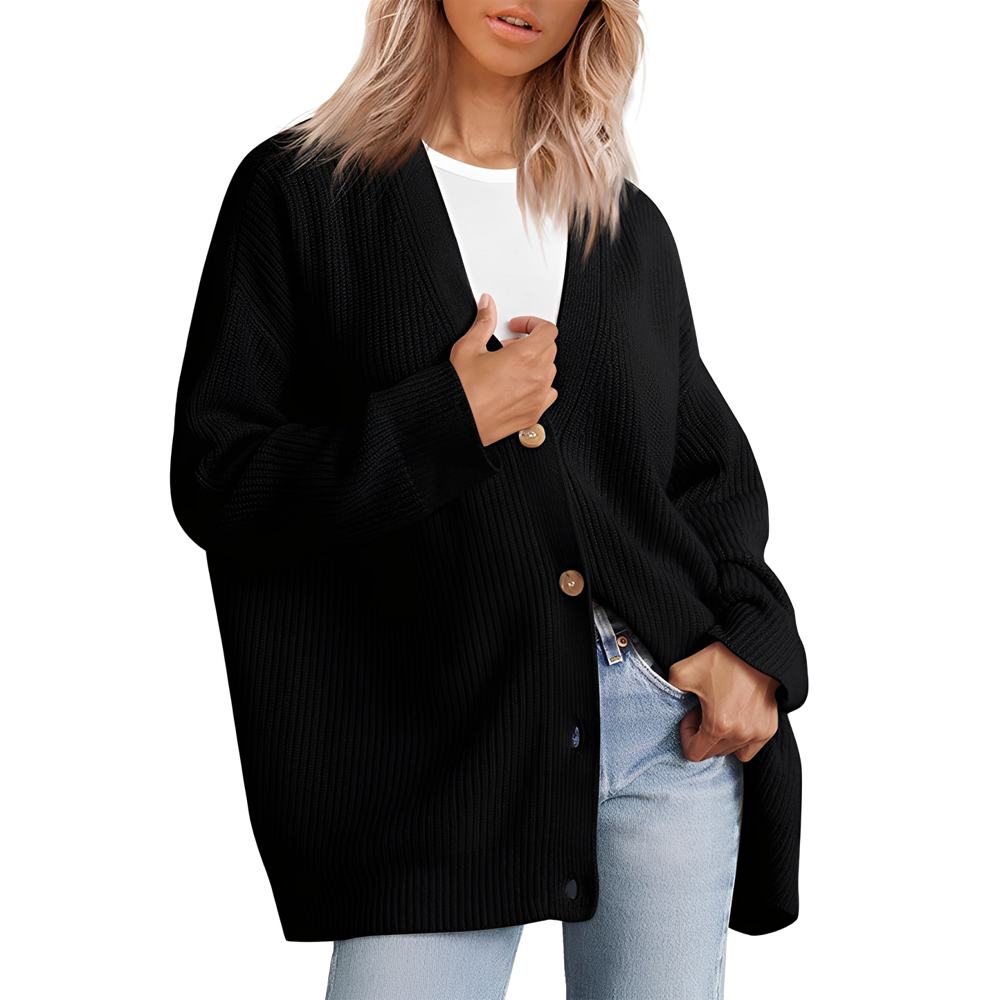 Christal - Bequemer, locker geschnittener Damen-Cardigan
