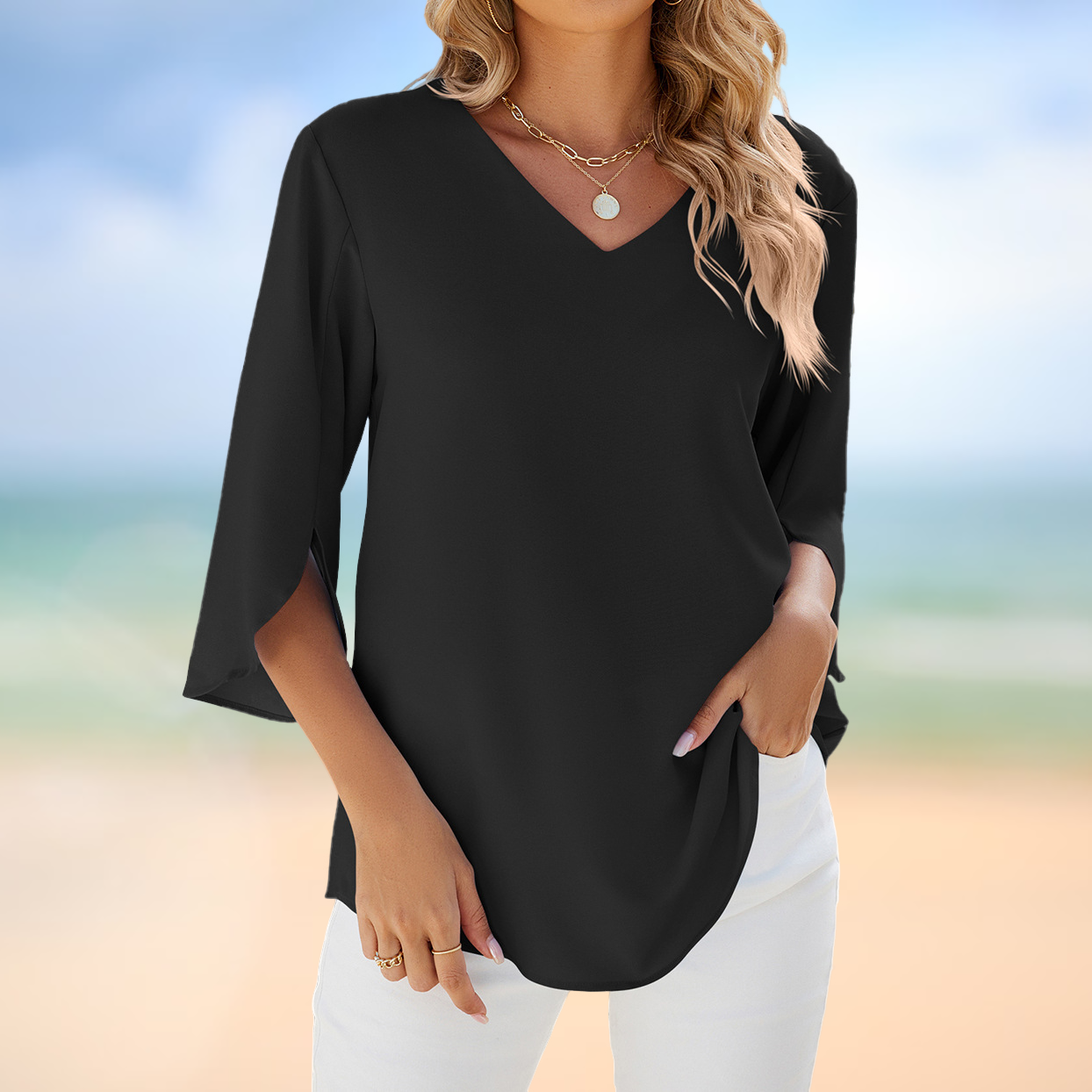 Vanya – Leichte Sommerbluse mit V-Ausschnitt