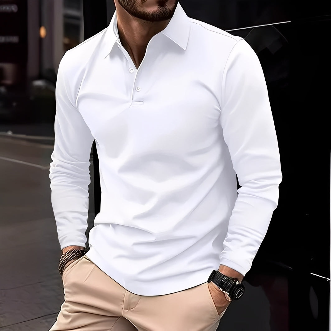 Dudley - Komfortables langärmeliges Herren-Poloshirt mit Knöpfen
