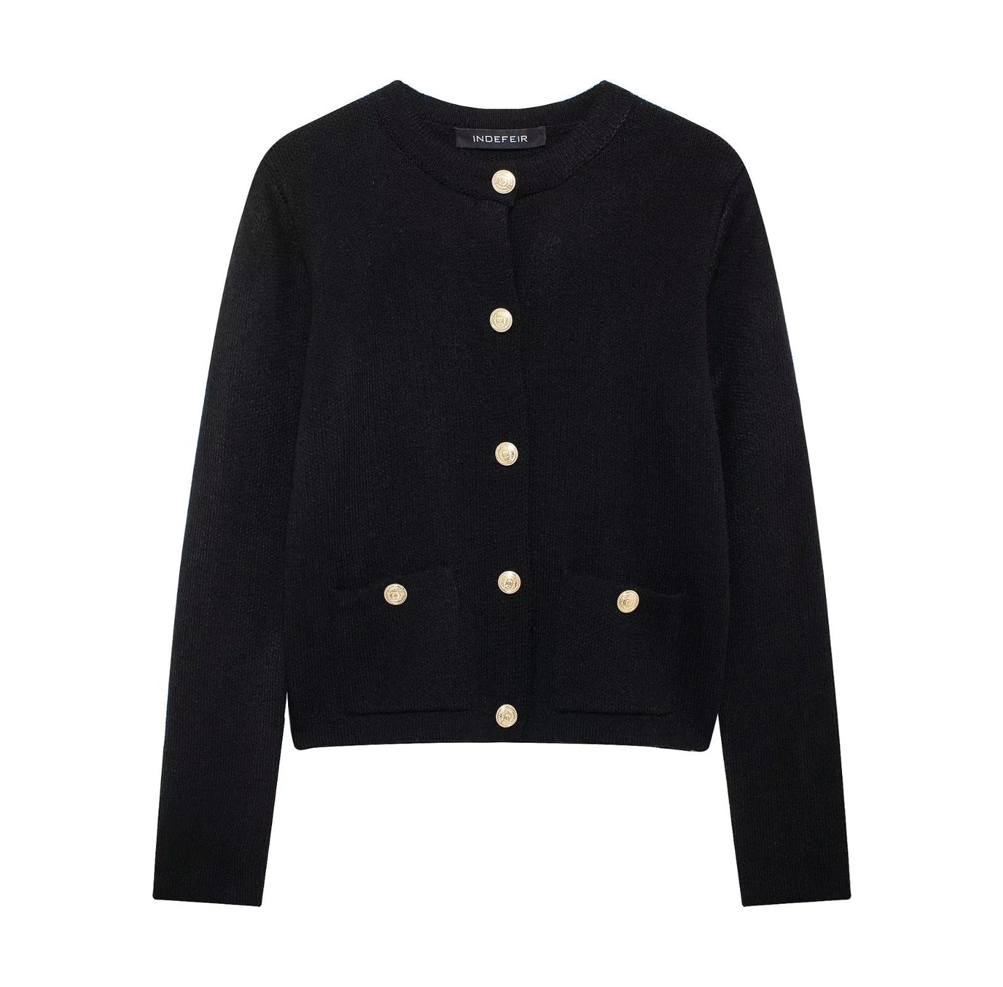 Zinnia - Bequeme Strickjacke mit goldenen Knöpfen für Frauen