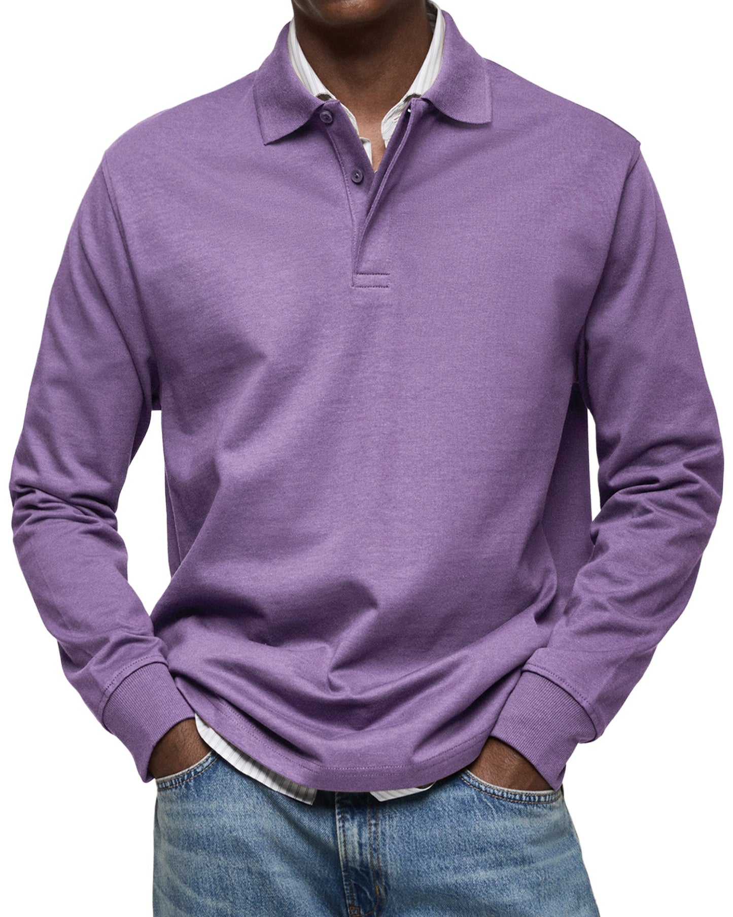 Dewey - Herren Langarm-Poloshirt, schlicht gehalten