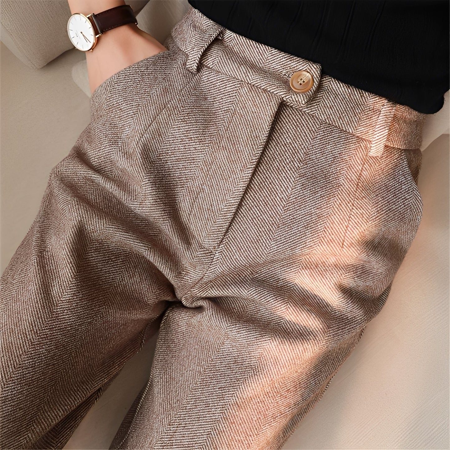 Daren - Elegante, schmal geschnittene Herrenwollhose