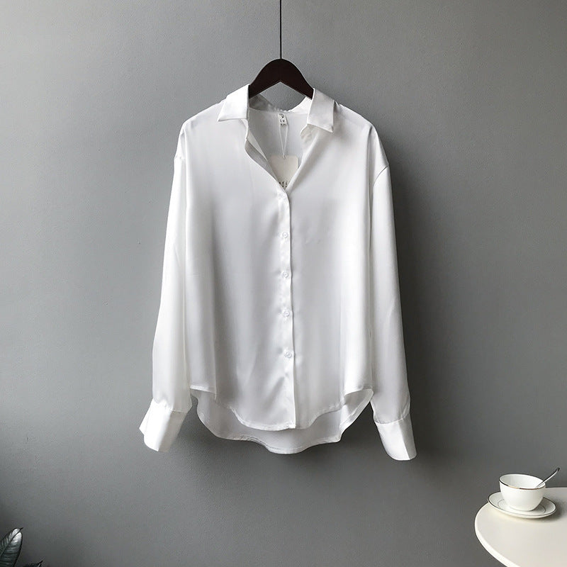Briana - Schicke Satin-Seidenbluse mit Knöpfen für Frauen