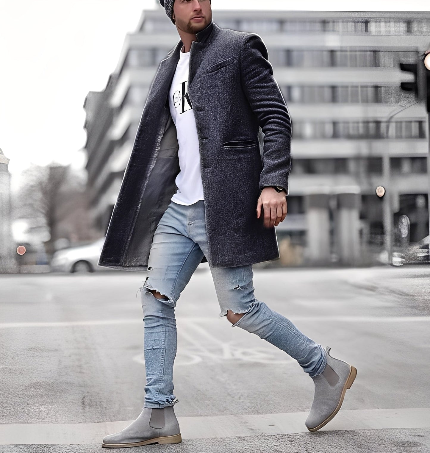 Cordell - Komfortabler langer Herrenmantel aus Wolle