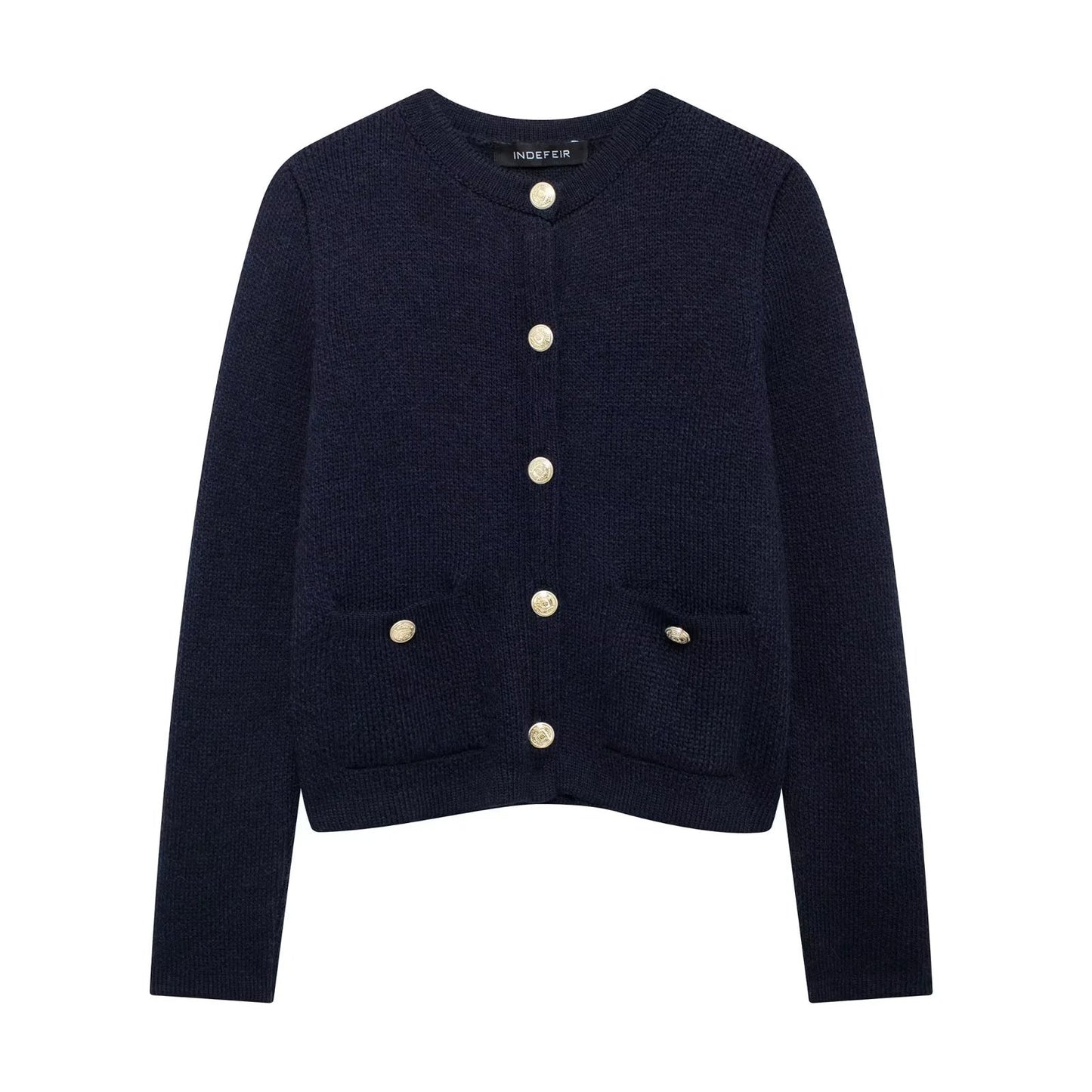 Zinnia - Bequeme Strickjacke mit goldenen Knöpfen für Frauen