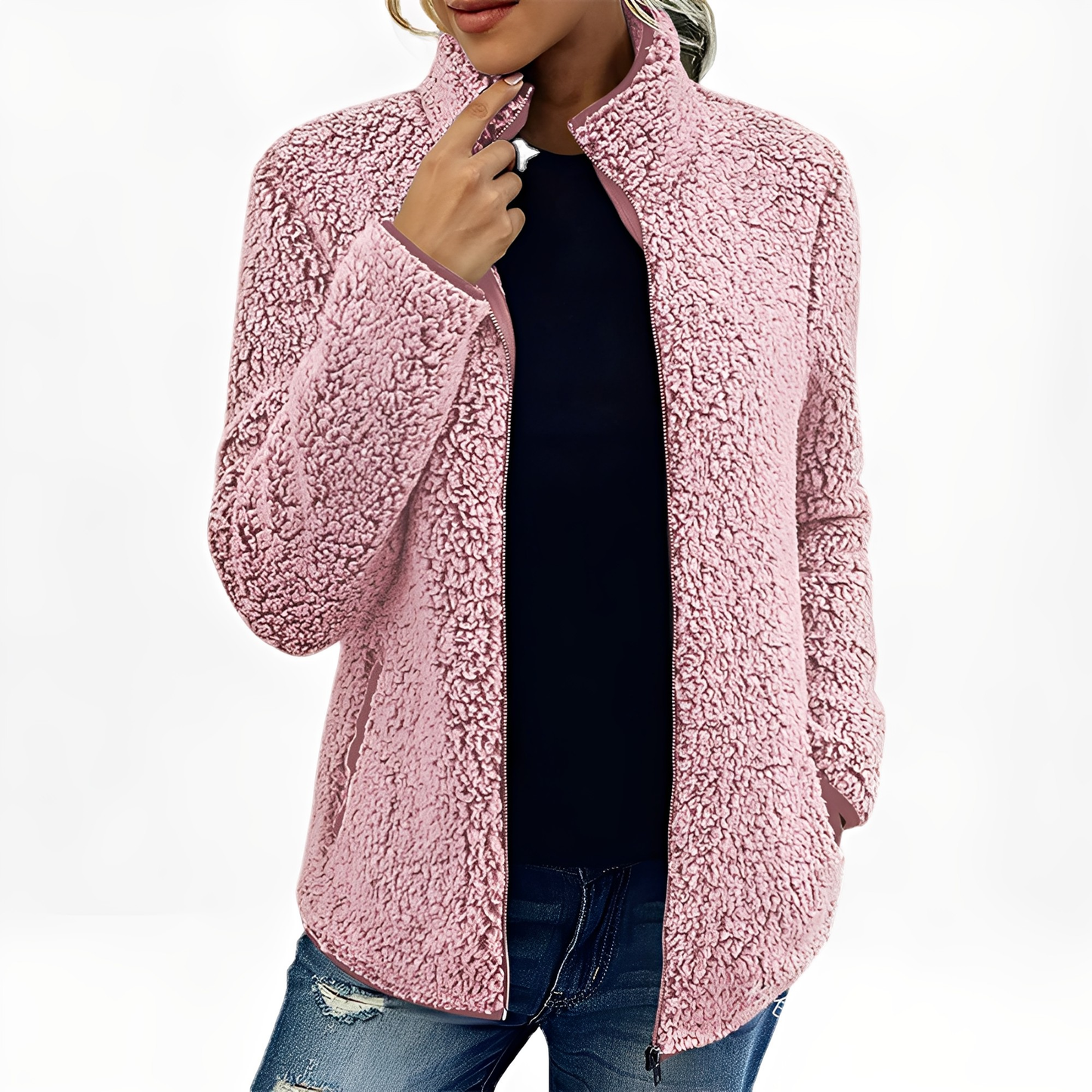 Alethea - Damen Fleece-Samtmantel im eleganten Design