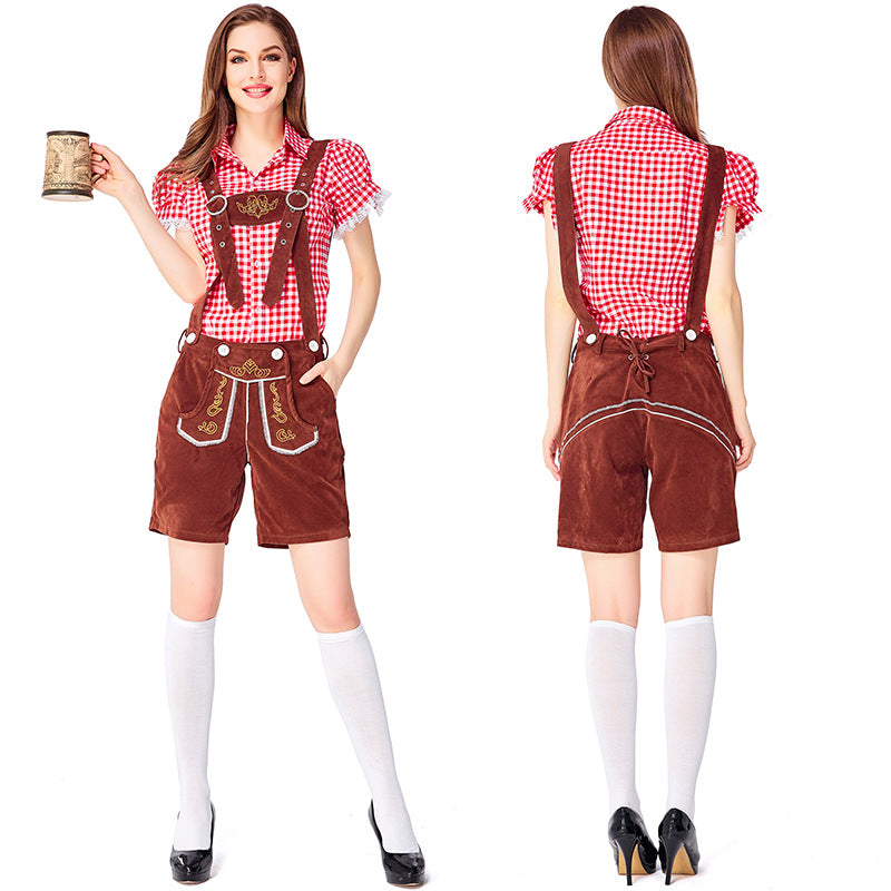 Dahlia - Oktoberfest-Stil mit karierten Overalls für Damen