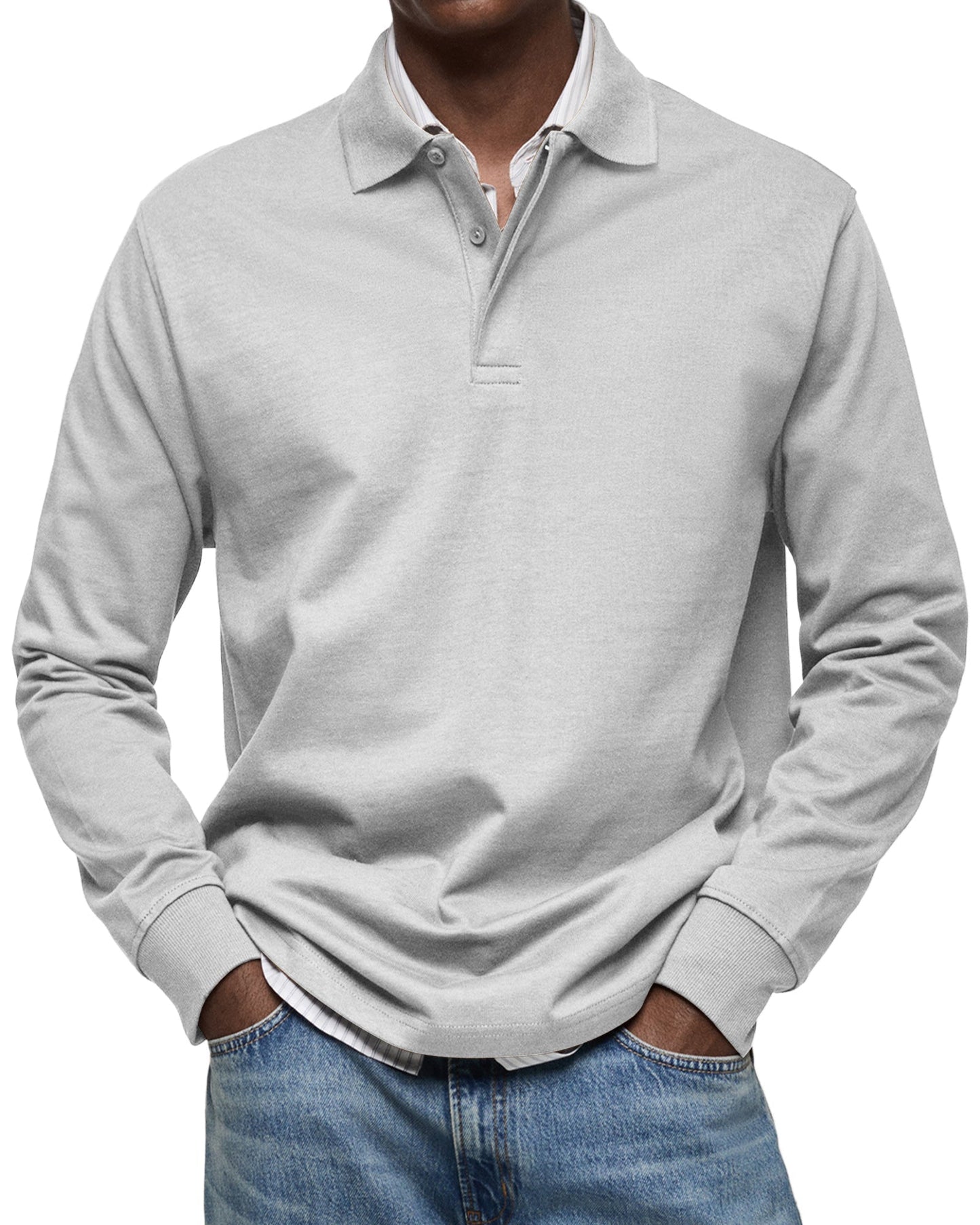 Dewey - Herren Langarm-Poloshirt, schlicht gehalten