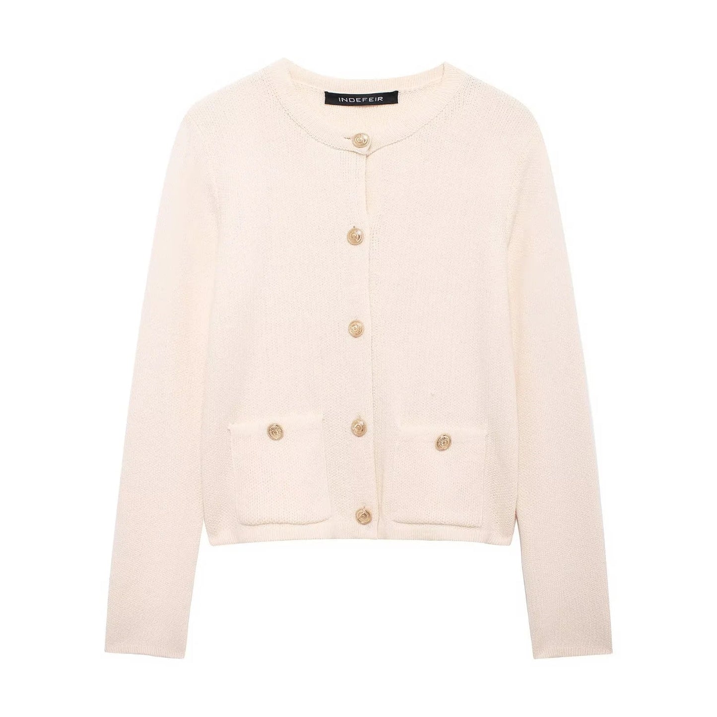 Zinnia - Bequeme Strickjacke mit goldenen Knöpfen für Frauen