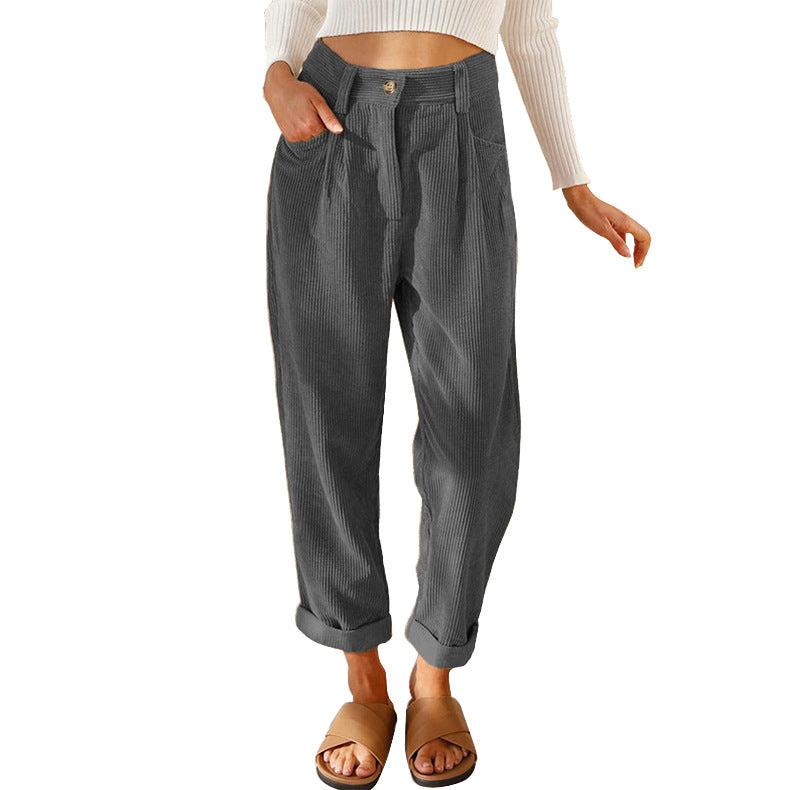 Chelsie - Bequeme Damenhose aus Cord mit hohem Bund