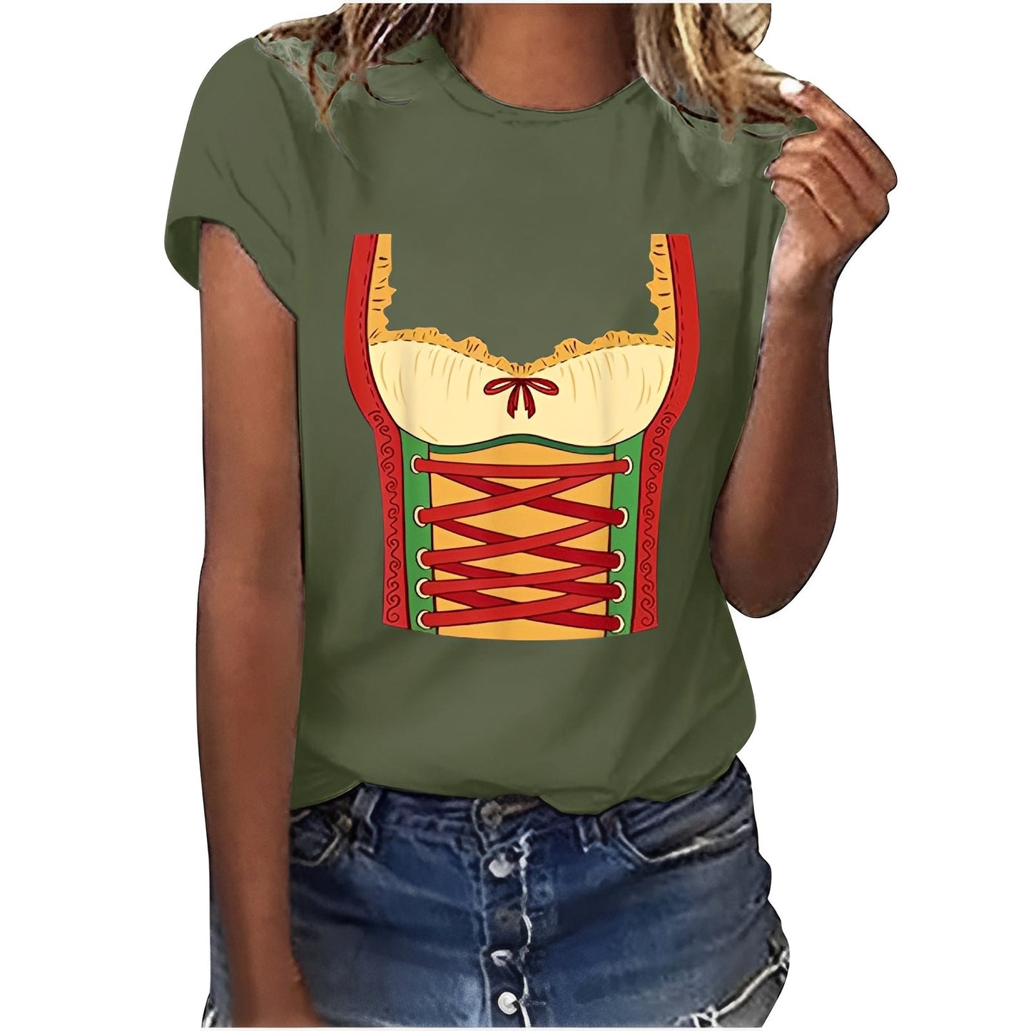 Hazel - Lässiges Oktoberfest-Shirt mit Muster für Damen