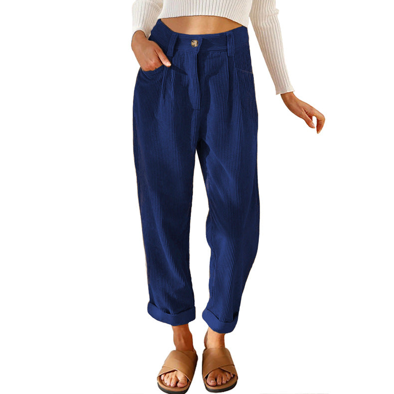 Chelsie - Bequeme Damenhose aus Cord mit hohem Bund