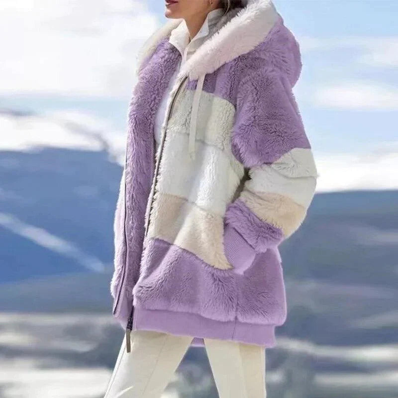 Alice – Kuschelige Tweed-Kapuzenjacke mit Wollfutter