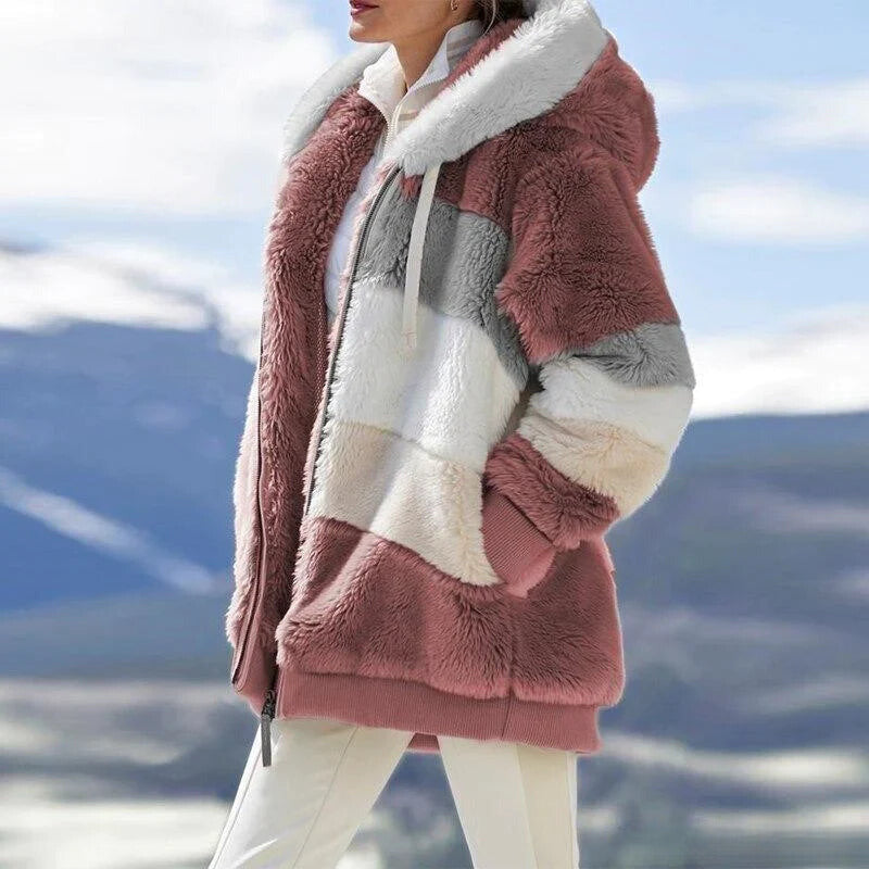 Alice – Kuschelige Tweed-Kapuzenjacke mit Wollfutter