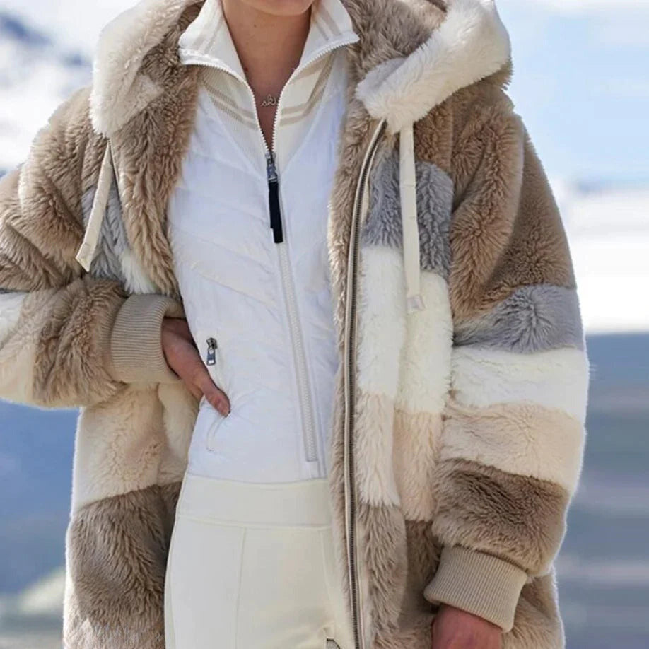 Alice – Kuschelige Tweed-Kapuzenjacke mit Wollfutter