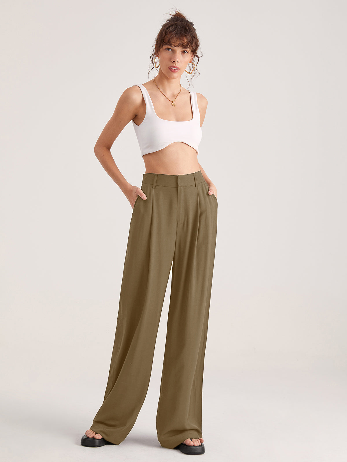 Nadia – Hohe-taillierte Faltenhose