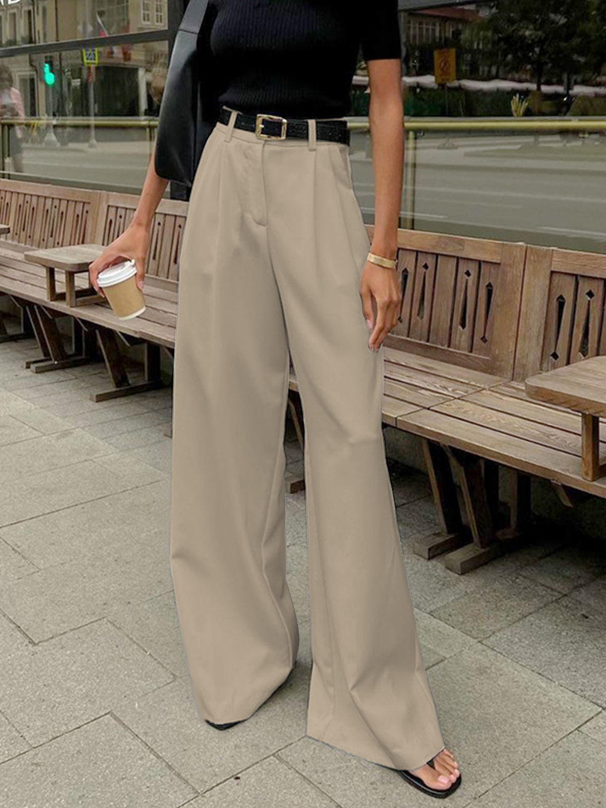 Marlene – Weite Stoffhose Ohne Gürtel