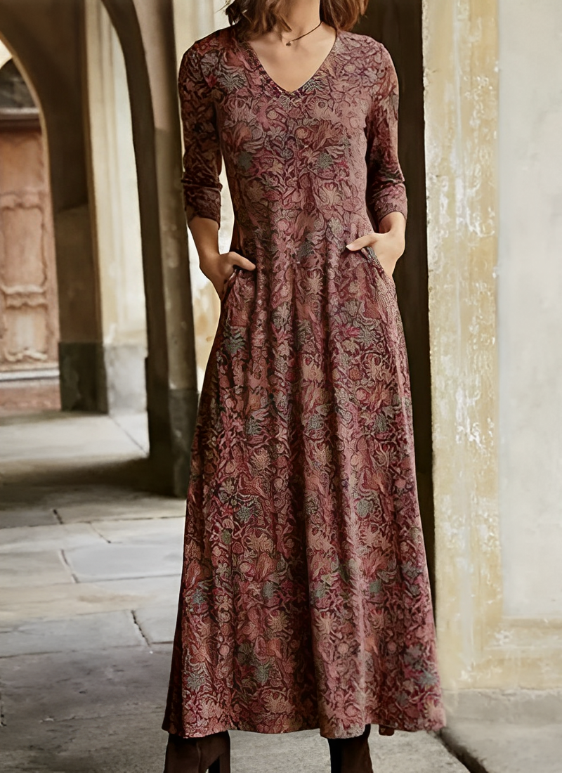 Sophie - Damen Kleid im Retro-Stil mit langen Ärmeln