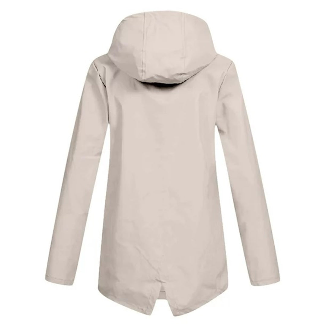 Aredhel - Damen Regenjacke mit Kapuze, lang geschnitten