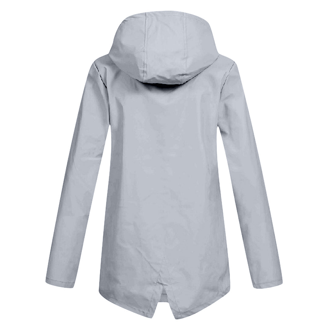 Aredhel - Damen Regenjacke mit Kapuze, lang geschnitten