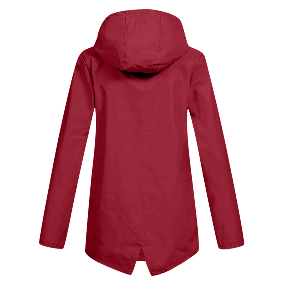 Aredhel - Damen Regenjacke mit Kapuze, lang geschnitten