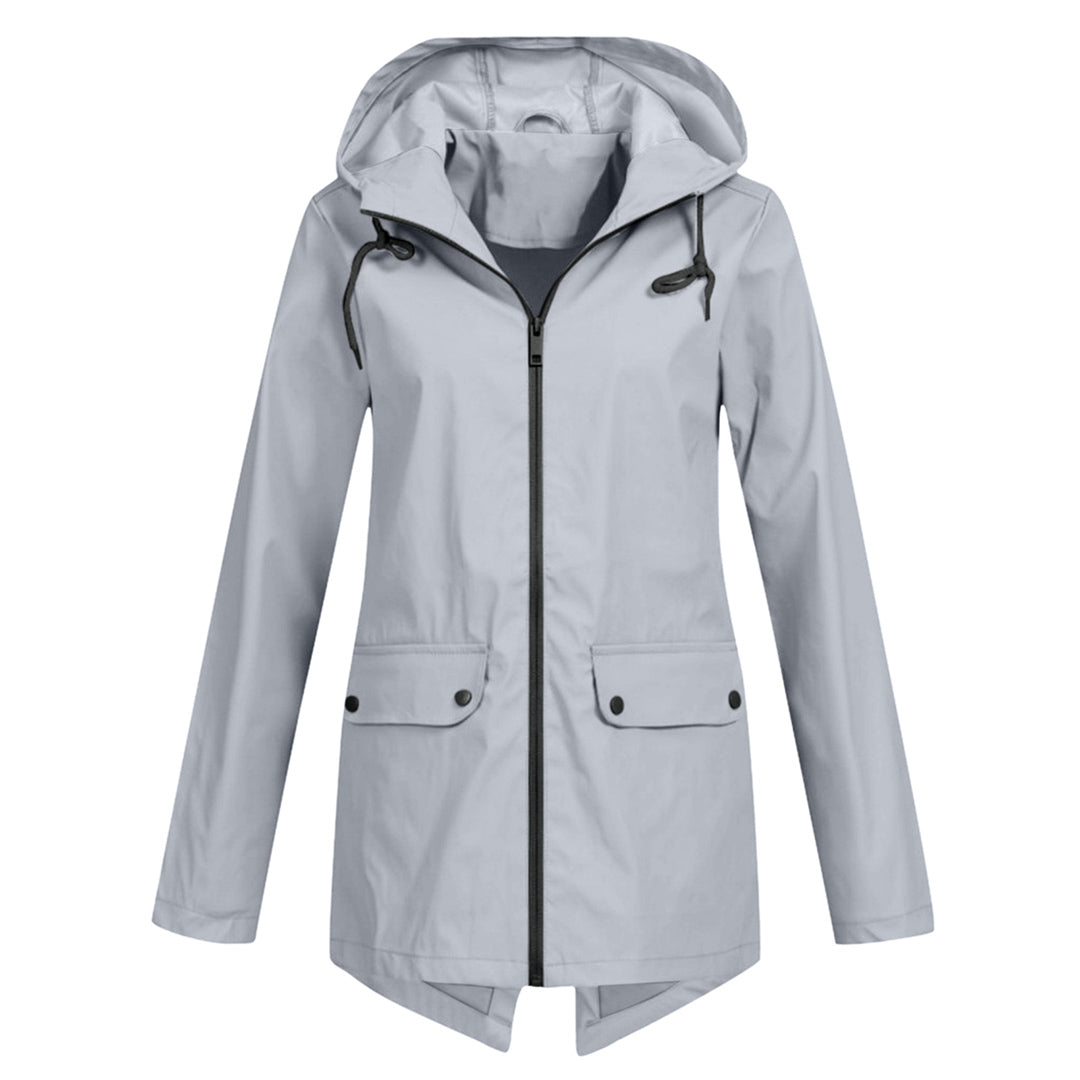 Aredhel - Damen Regenjacke mit Kapuze, lang geschnitten