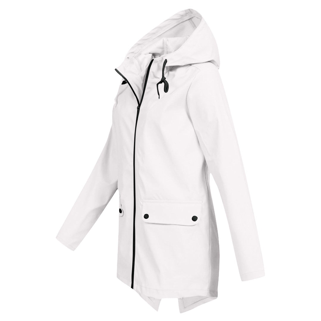 Aredhel - Damen Regenjacke mit Kapuze, lang geschnitten