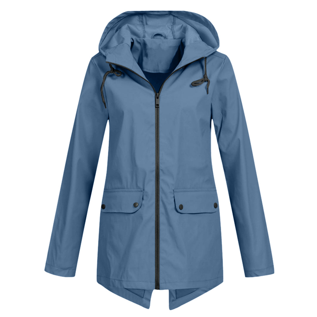 Aredhel - Damen Regenjacke mit Kapuze, lang geschnitten