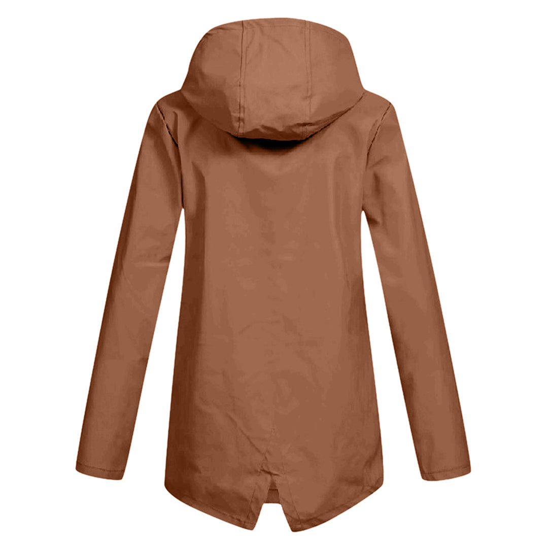 Aredhel - Damen Regenjacke mit Kapuze, lang geschnitten