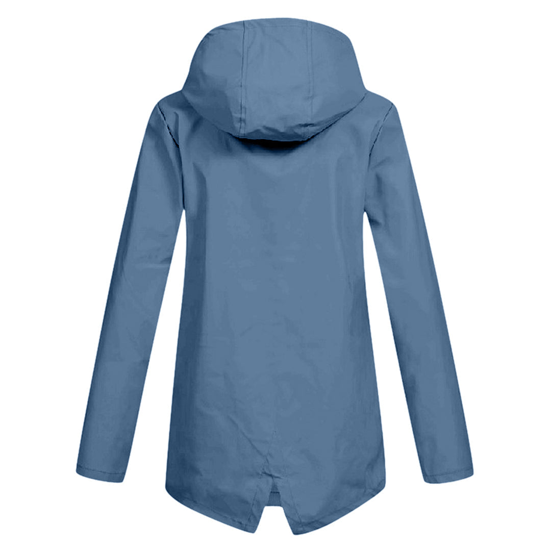 Aredhel - Damen Regenjacke mit Kapuze, lang geschnitten