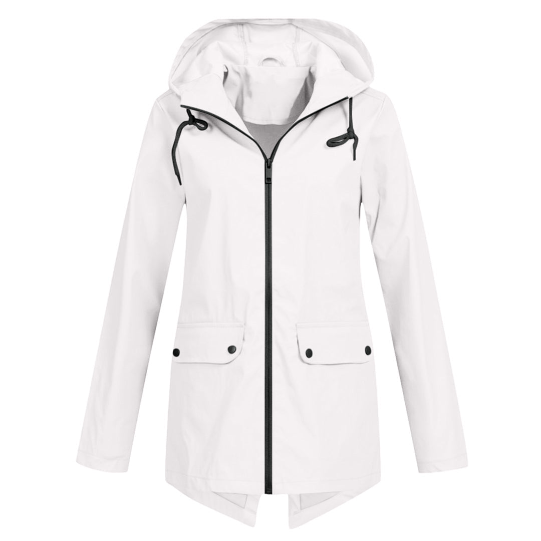 Aredhel - Damen Regenjacke mit Kapuze, lang geschnitten
