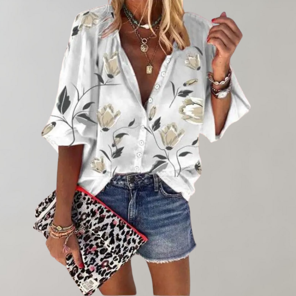 Melian - Damenbluse mit Blumenmotiv