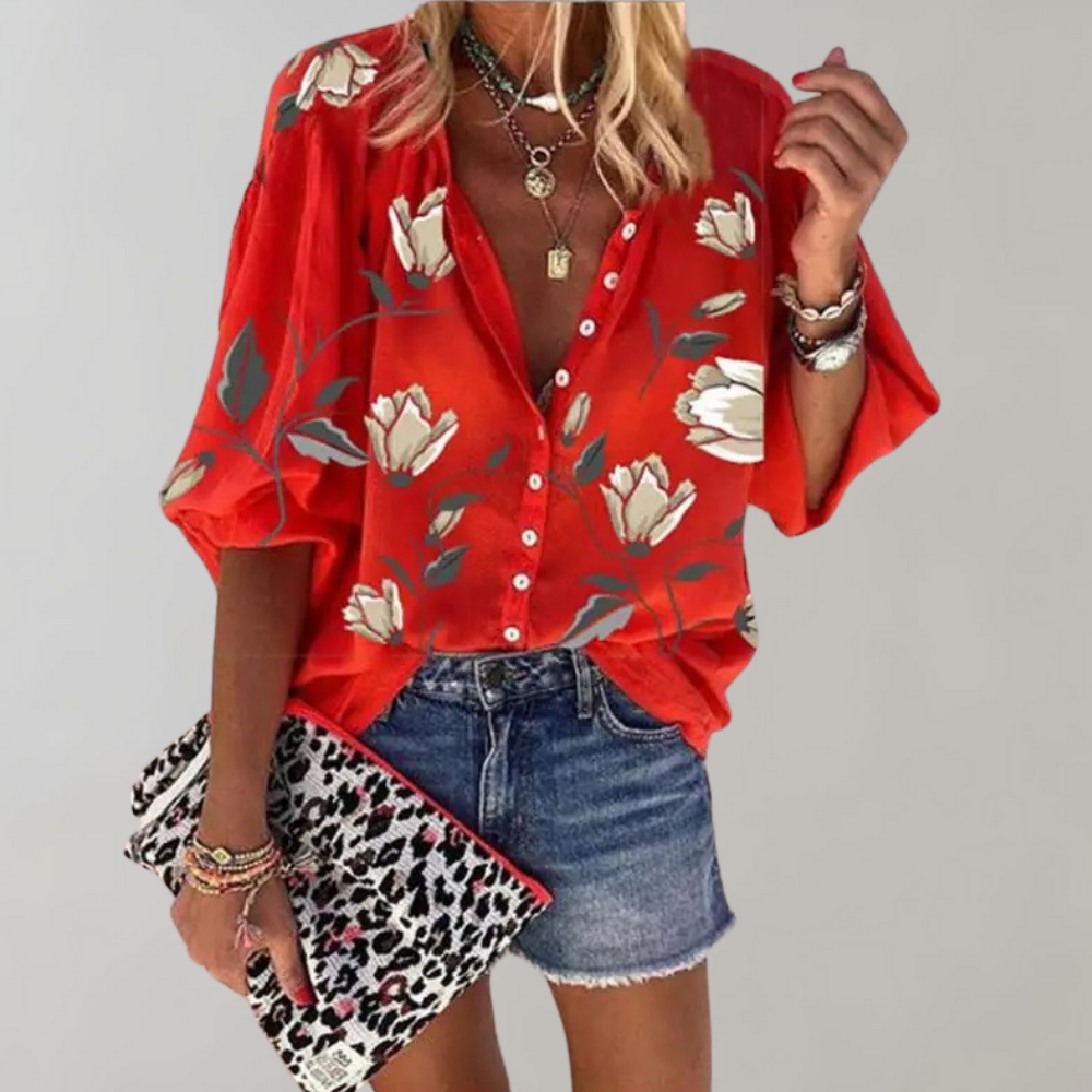 Melian - Damenbluse mit Blumenmotiv
