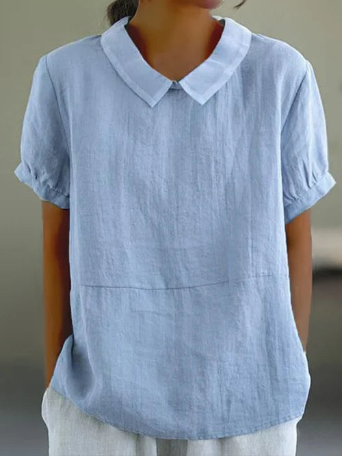 Lina – Bluse aus Leinen mit Kragen
