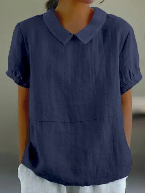 Lina – Bluse aus Leinen mit Kragen