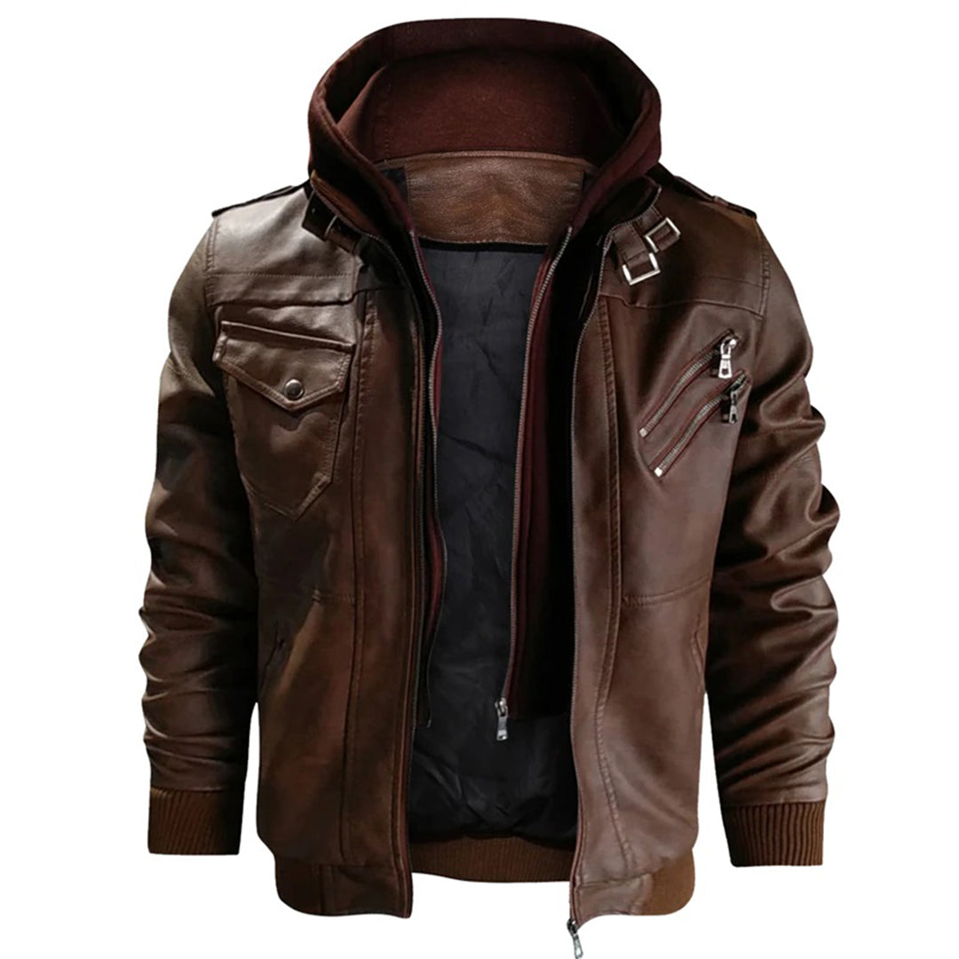 Legolas - Bequeme Lederjacke mit Kapuze für Herren