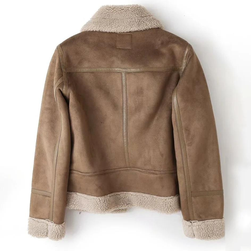 Macie – Lederjacke mit Sherpa-Besatz