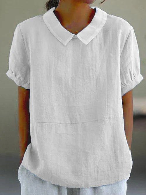 Lina – Bluse aus Leinen mit Kragen