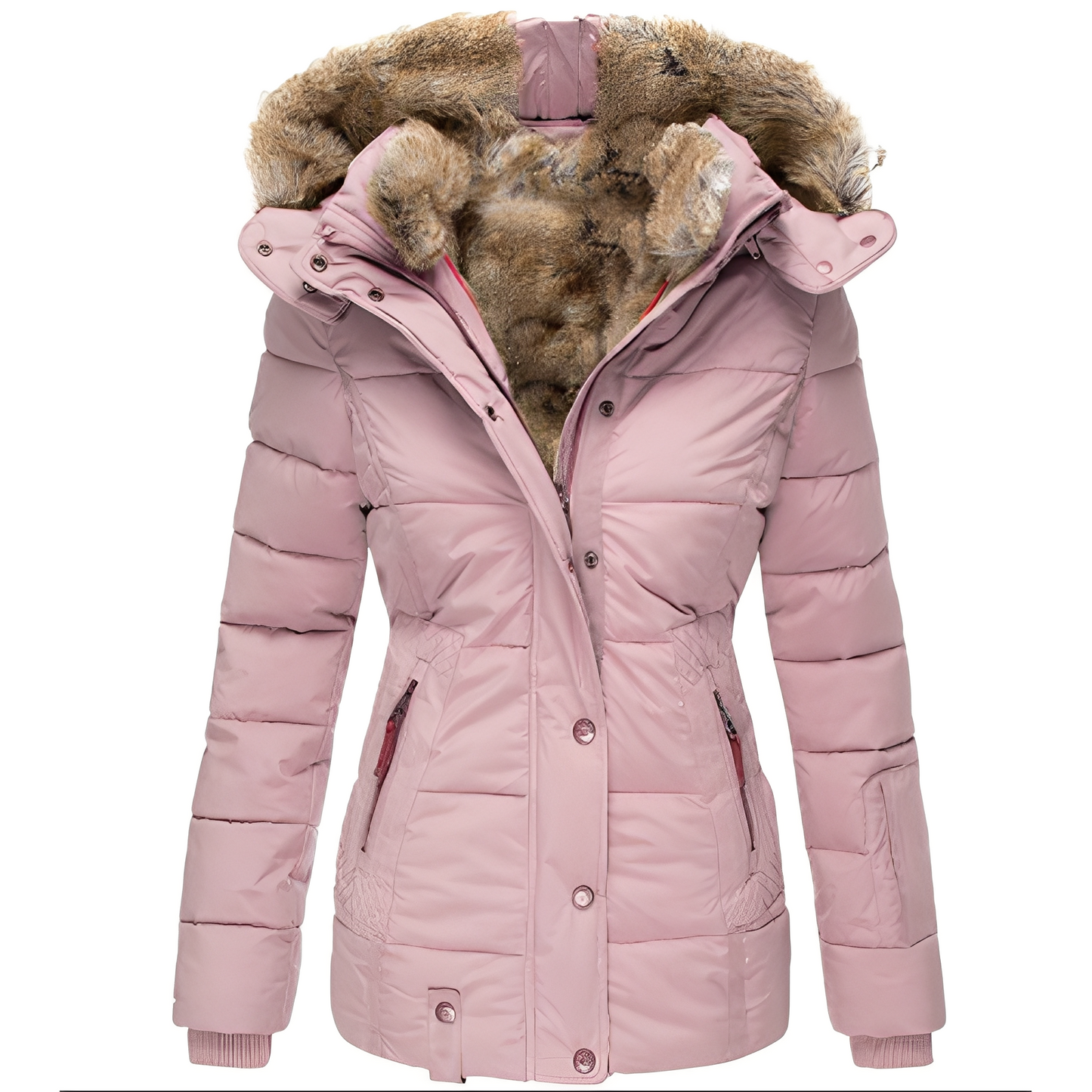 Odelia - Stylische, taillierte Jacke mit Pelzkragen für Damen