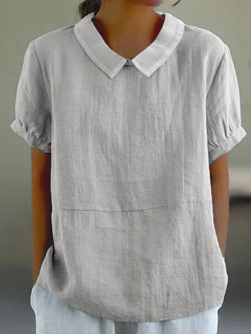 Lina – Bluse aus Leinen mit Kragen